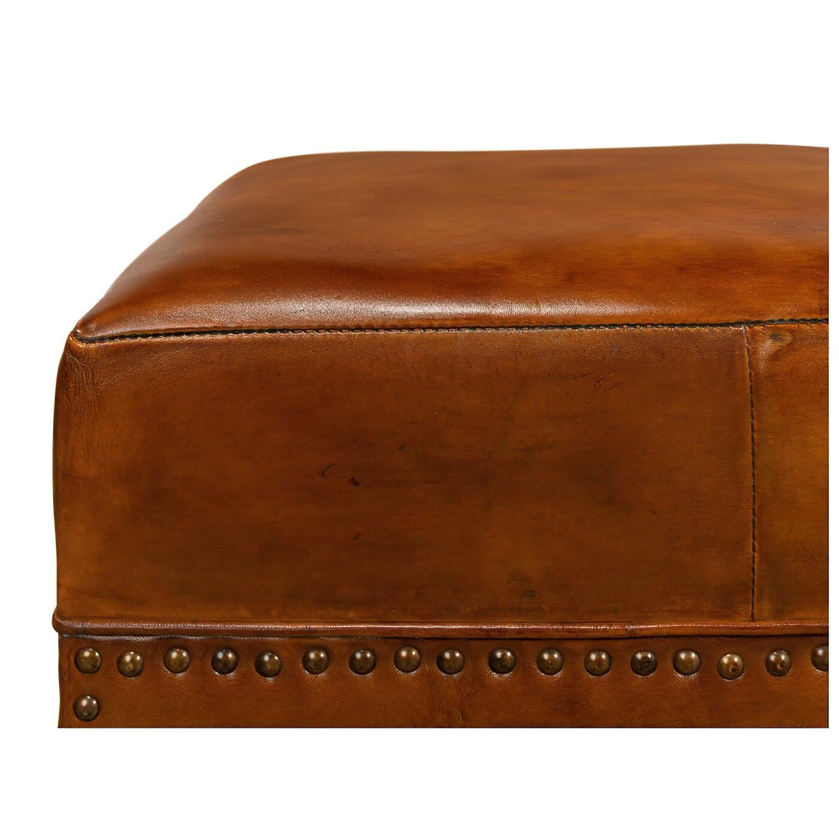 Modern Leather Arch Base Ottoman - English Georgian America