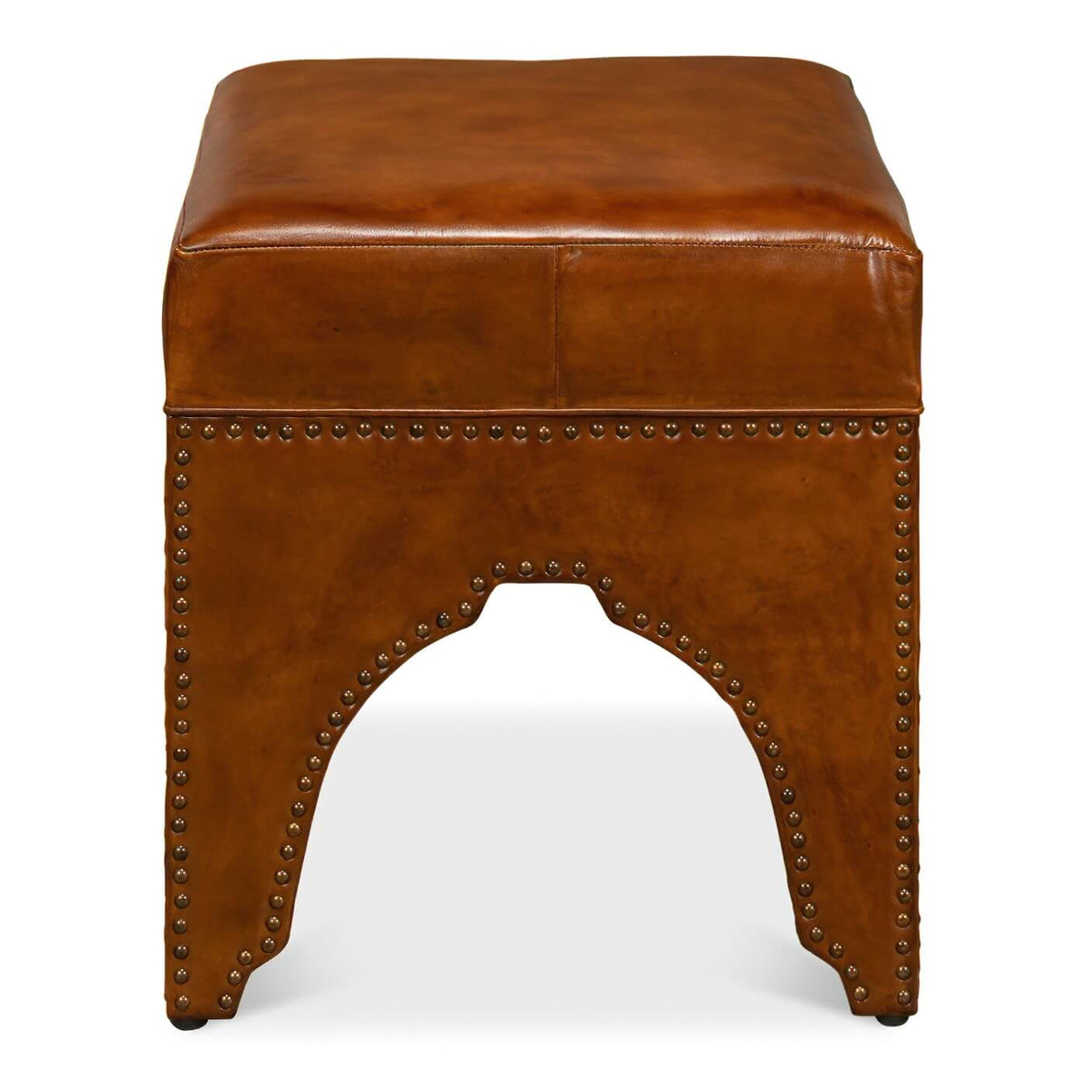 Modern Leather Arch Base Ottoman - English Georgian America