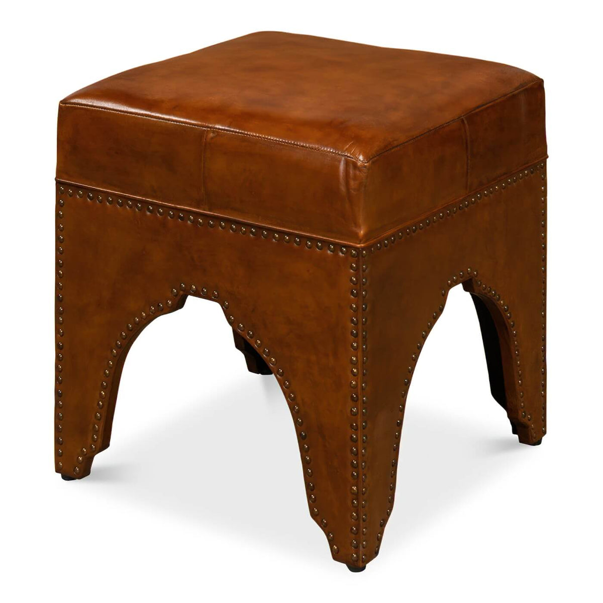 Modern Leather Arch Base Ottoman - English Georgian America