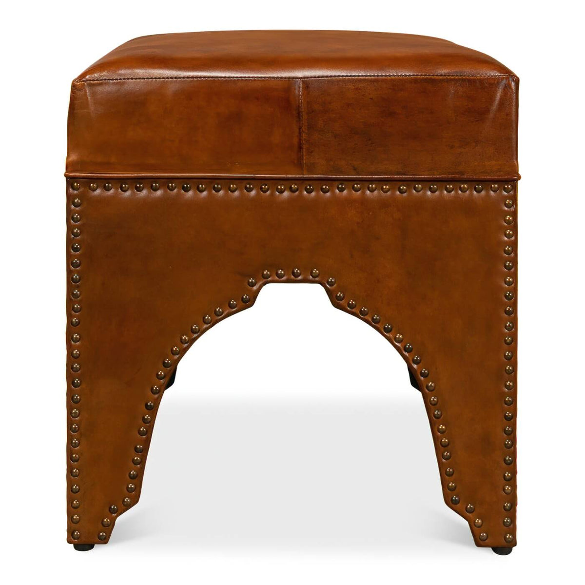 Modern Leather Arch Base Ottoman - English Georgian America