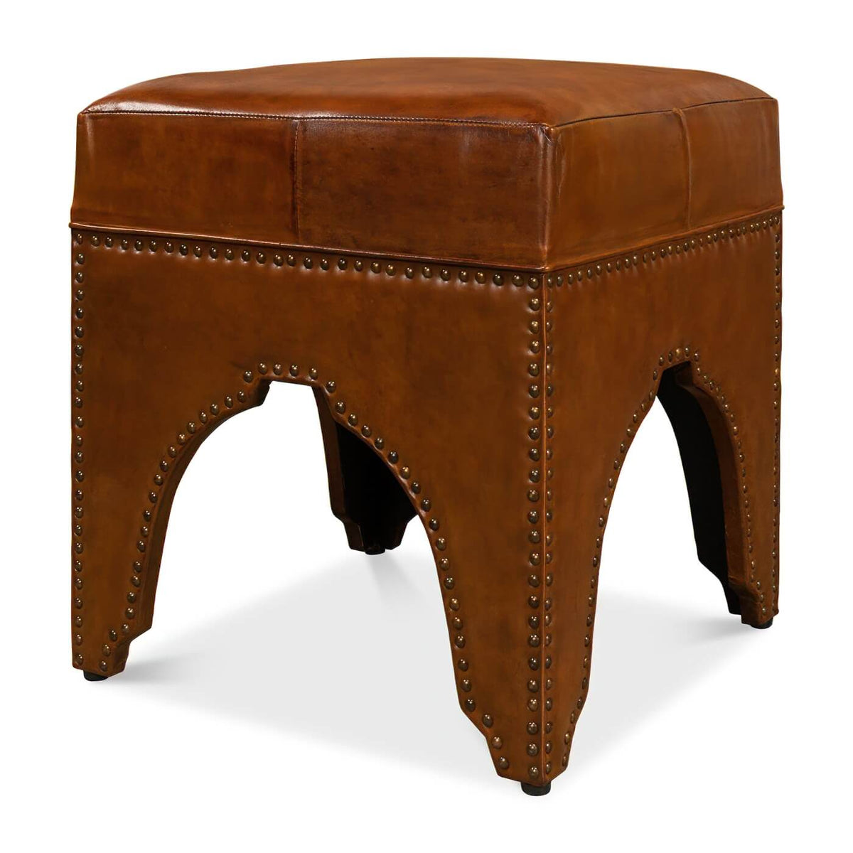 Modern Leather Arch Base Ottoman - English Georgian America