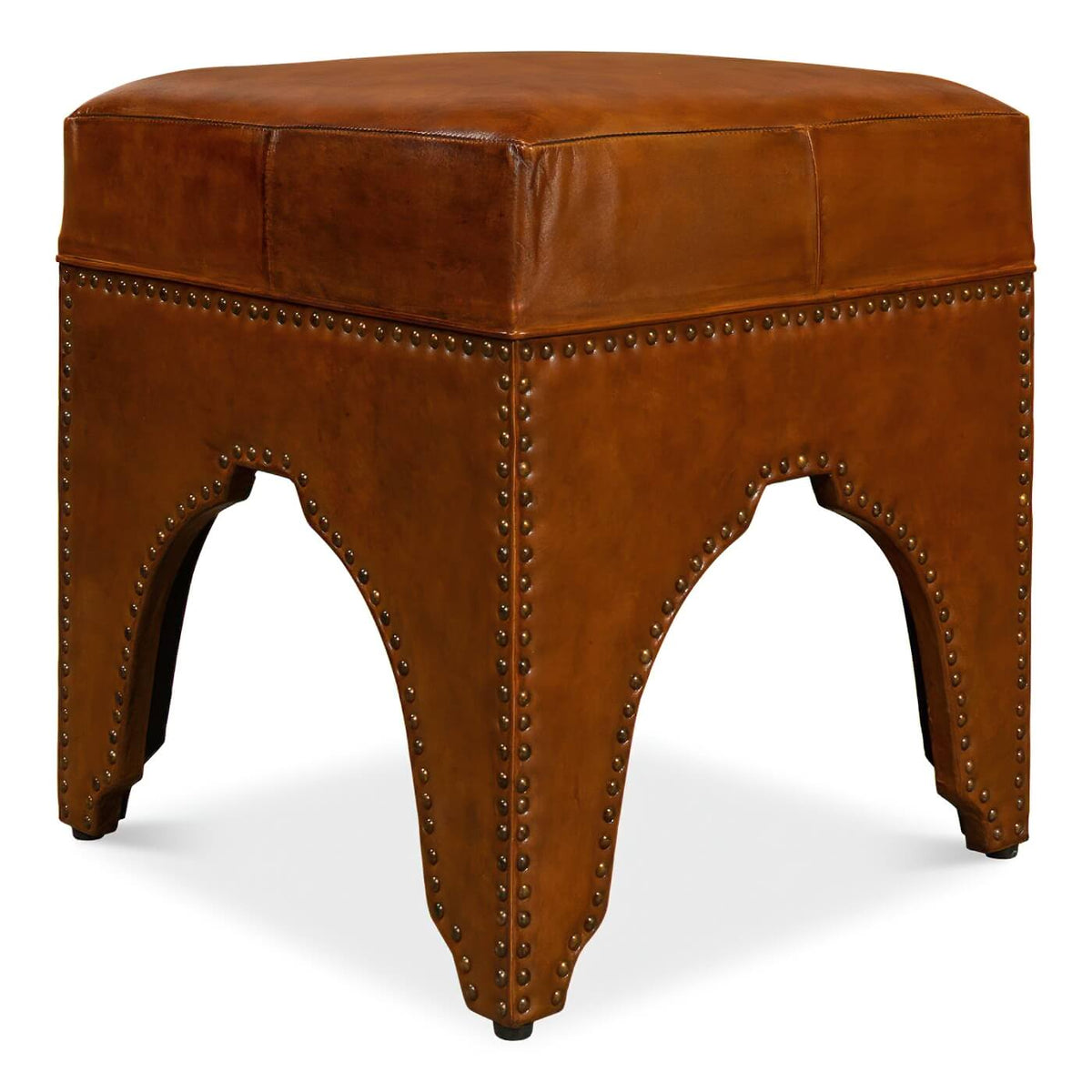 Modern Leather Arch Base Ottoman - English Georgian America