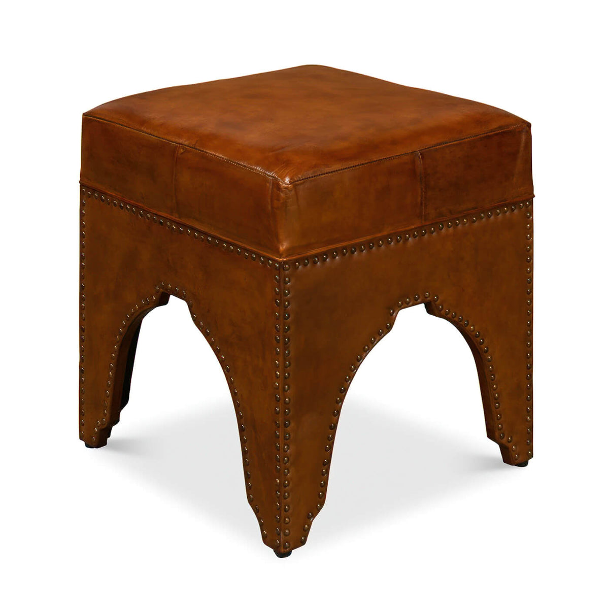 Modern Leather Arch Base Ottoman - English Georgian America