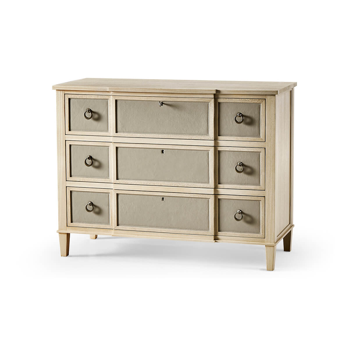 Modern Leather Front Chest of Drawers - English Georgian America