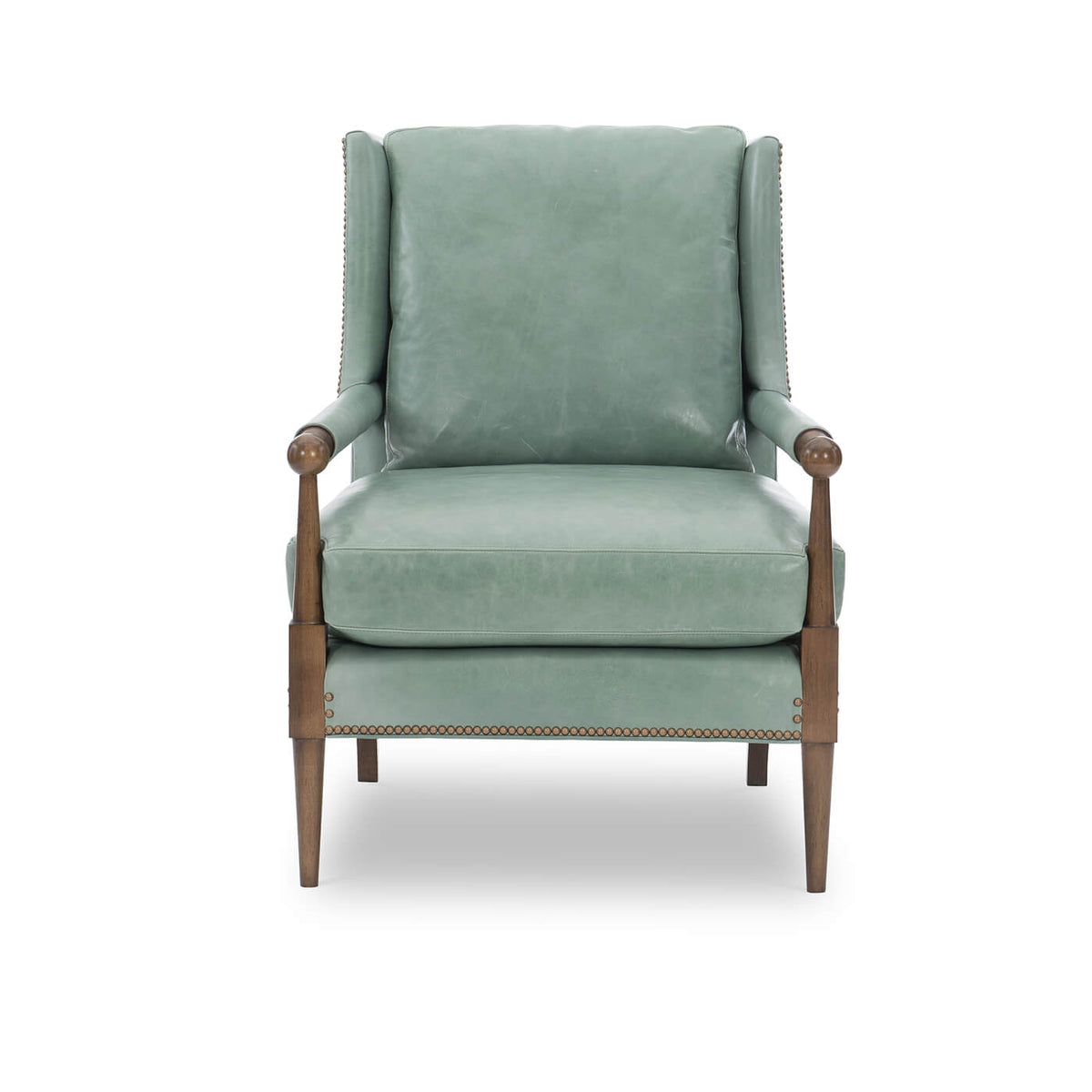 Modern Leather Hoyt Armchair with Ottoman - English Georgian America