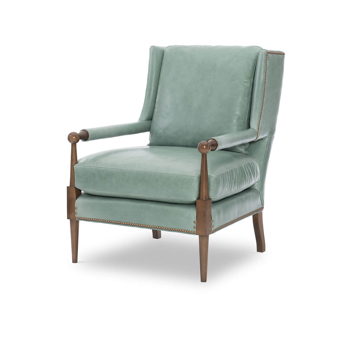 Modern Leather Hoyt Armchair with Ottoman - English Georgian America