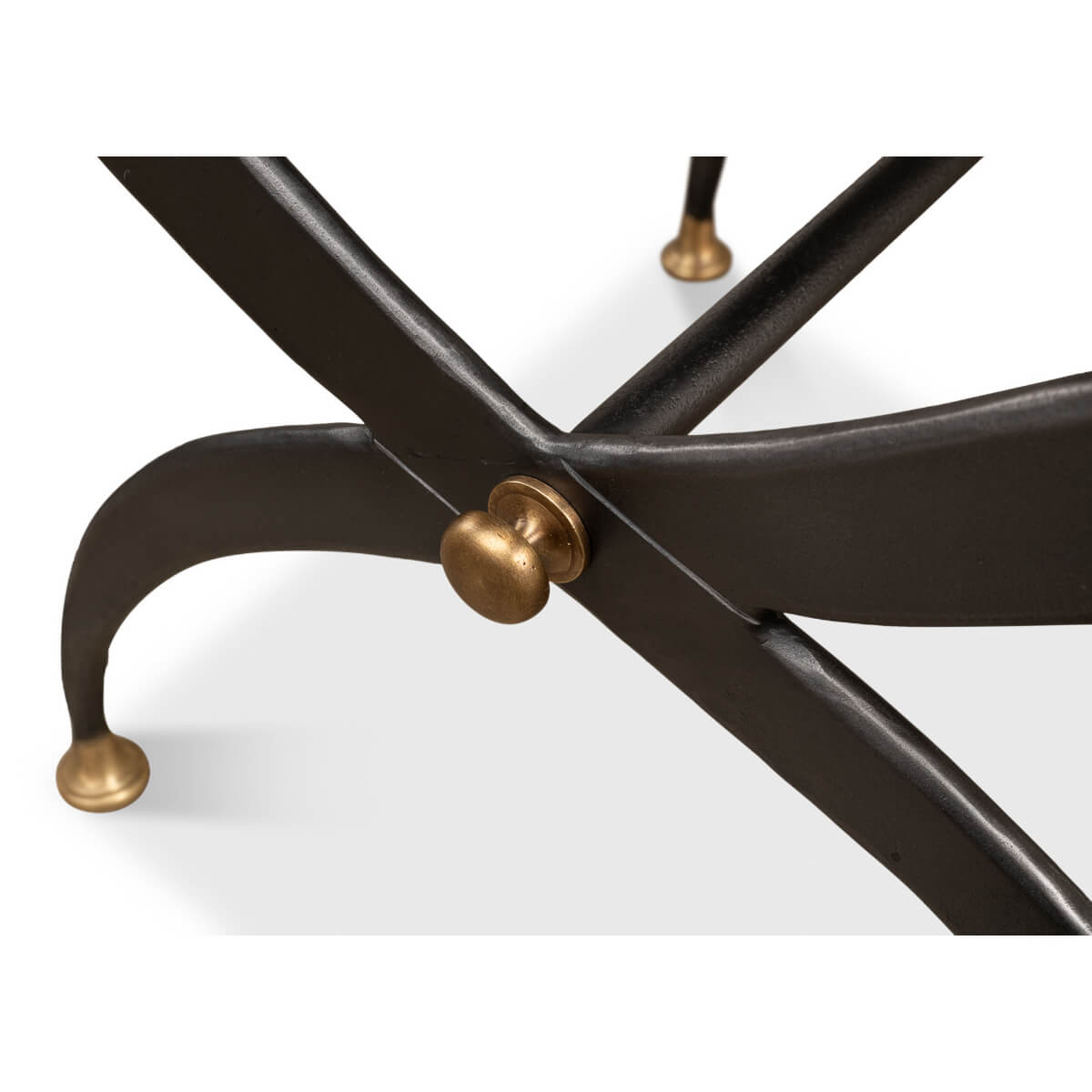 Modern Leather Seat Curule Stool - English Georgian America