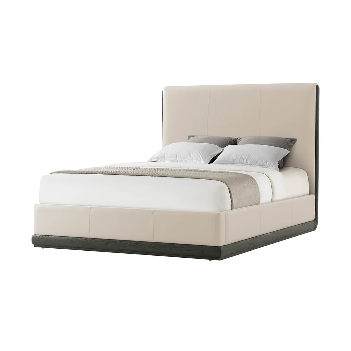 Modern Leather Upholstered Queen Bed - English Georgian America