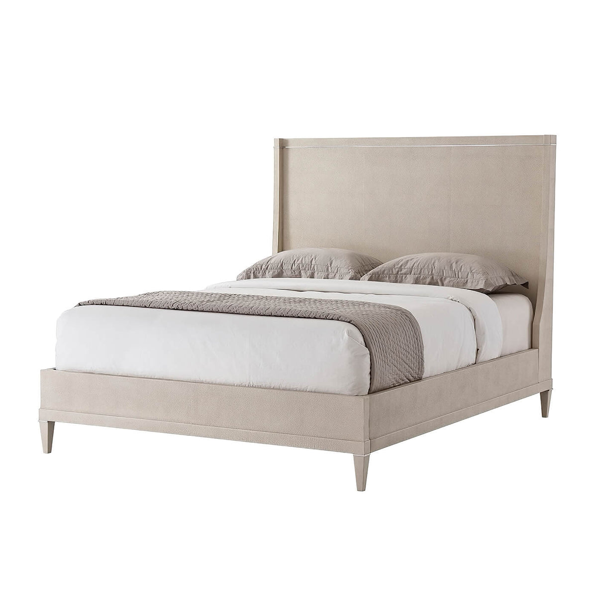 Modern Leather Wrapped Bed - US Queen - English Georgian America