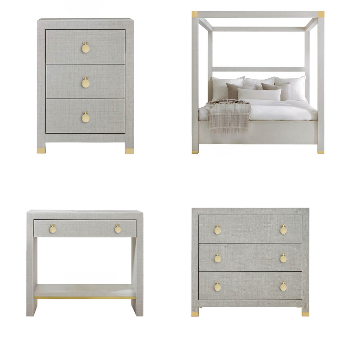 Modern Light Gray Weaved Eight Drawer Dresser - English Georgian America