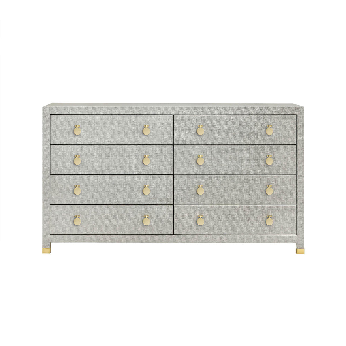 Modern Light Gray Weaved Eight Drawer Dresser - English Georgian America