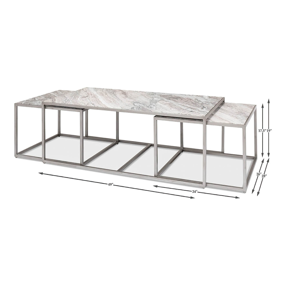 Modern Marble 3 Piece Coffee Table - English Georgian America