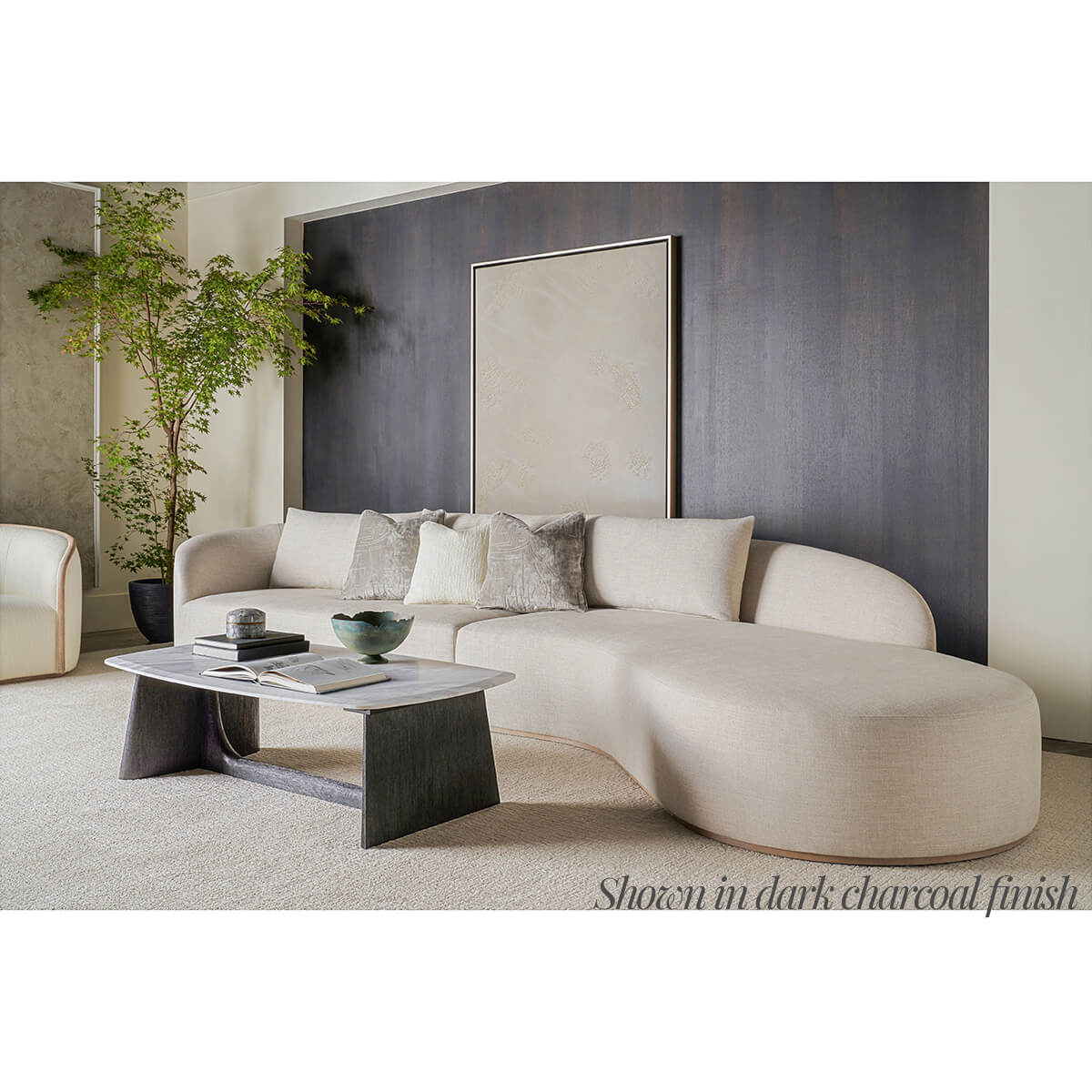 Modern Marble Top Oak Coffee Table - English Georgian America