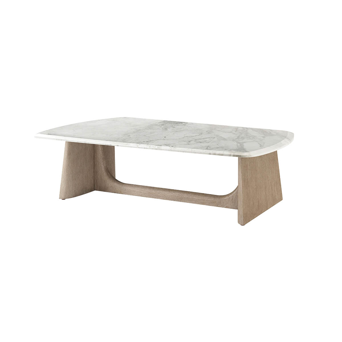 Modern Marble Top Oak Coffee Table - English Georgian America