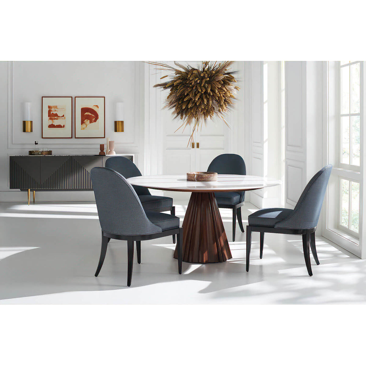 Modern Marble Top Round Dining Table - English Georgian America