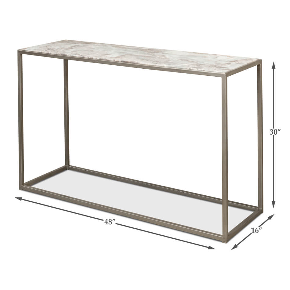 Modern Minimal Marble Top Console Table - English Georgian America