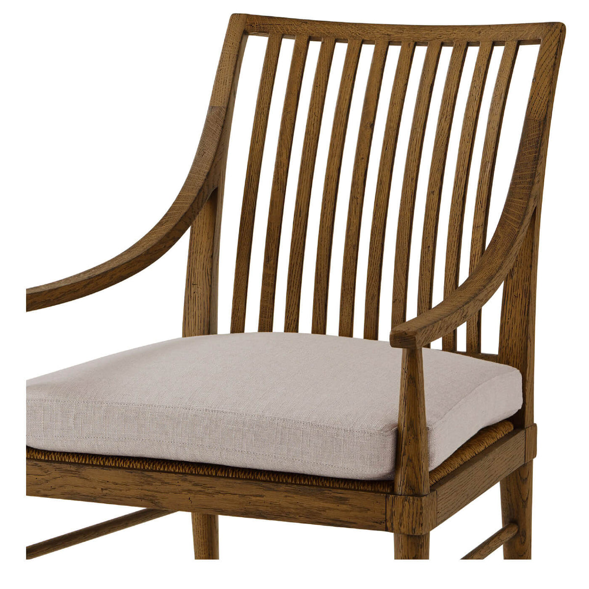 Modern Oak Slat Back Dining Armchair - Dark - English Georgian America