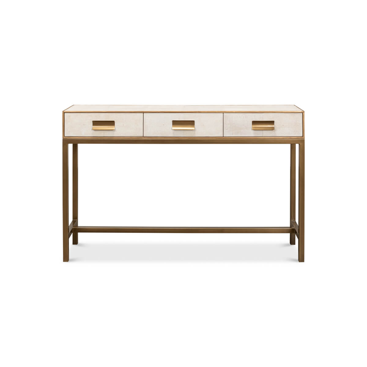 Modern Osprey White Leather Wrapped Console - English Georgian America