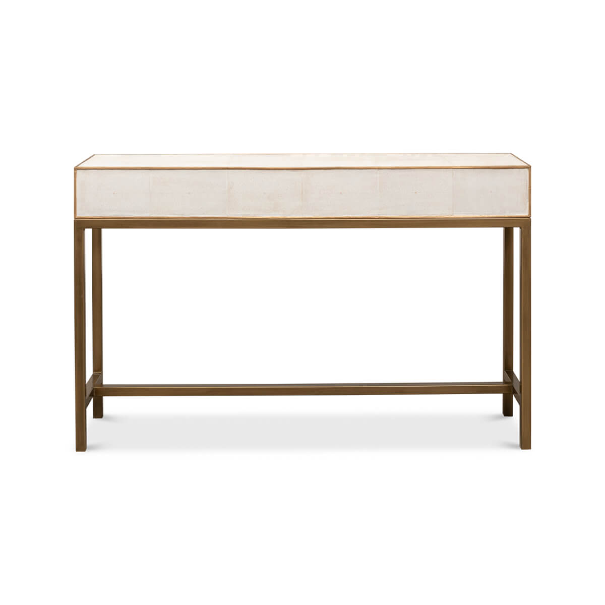 Modern Osprey White Leather Wrapped Console - English Georgian America