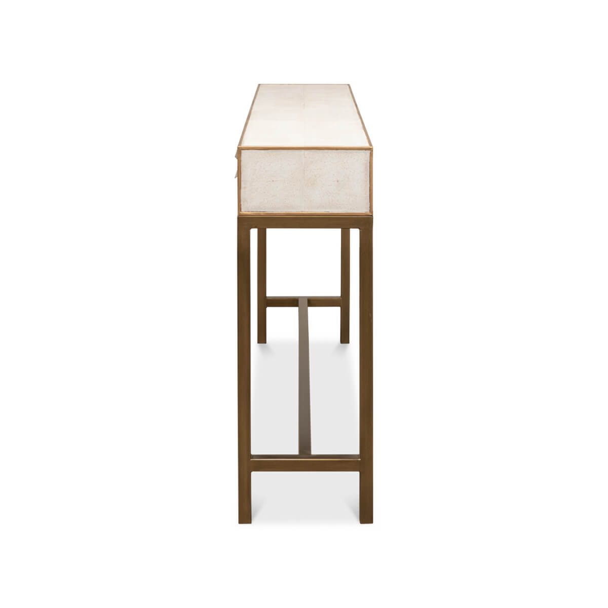 Modern Osprey White Leather Wrapped Console - English Georgian America