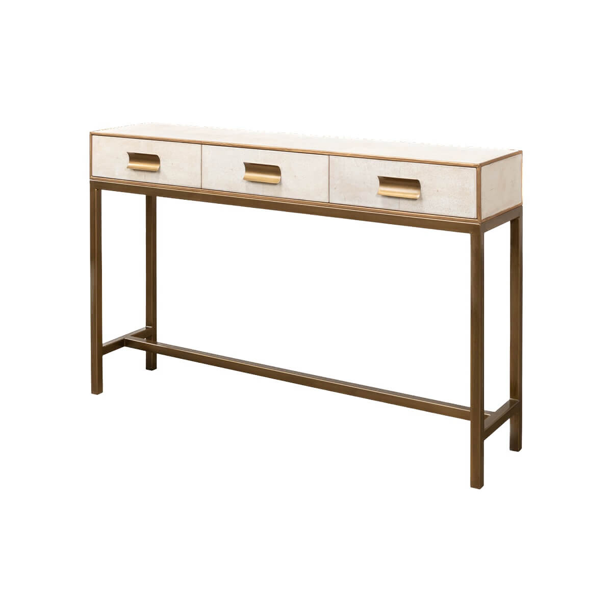 Modern Osprey White Leather Wrapped Console - English Georgian America