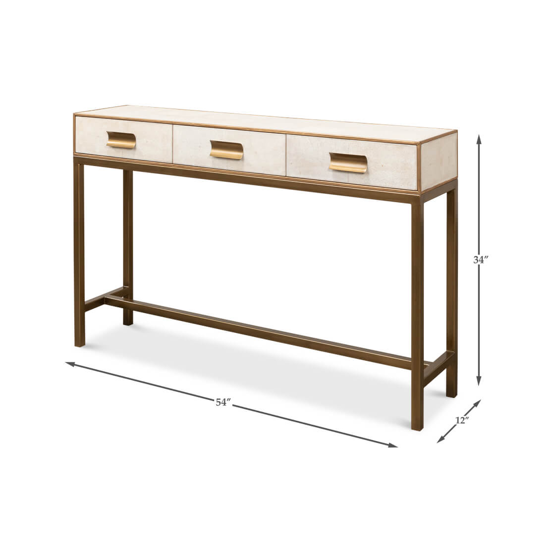 Modern Osprey White Leather Wrapped Console - English Georgian America