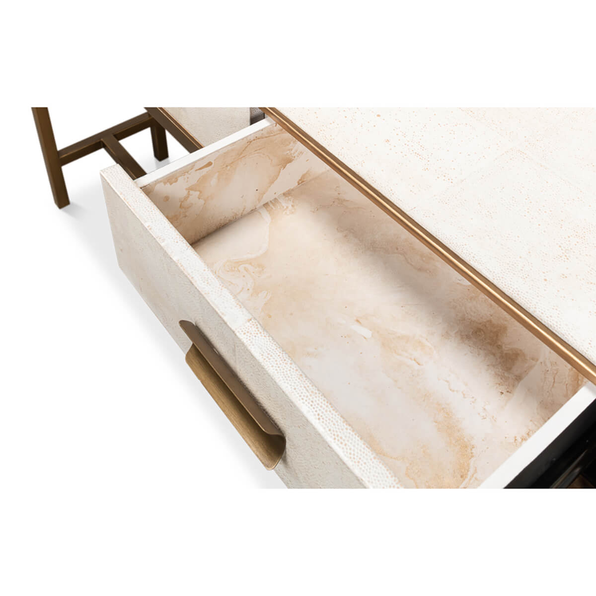 Modern Osprey White Leather Wrapped Console - English Georgian America