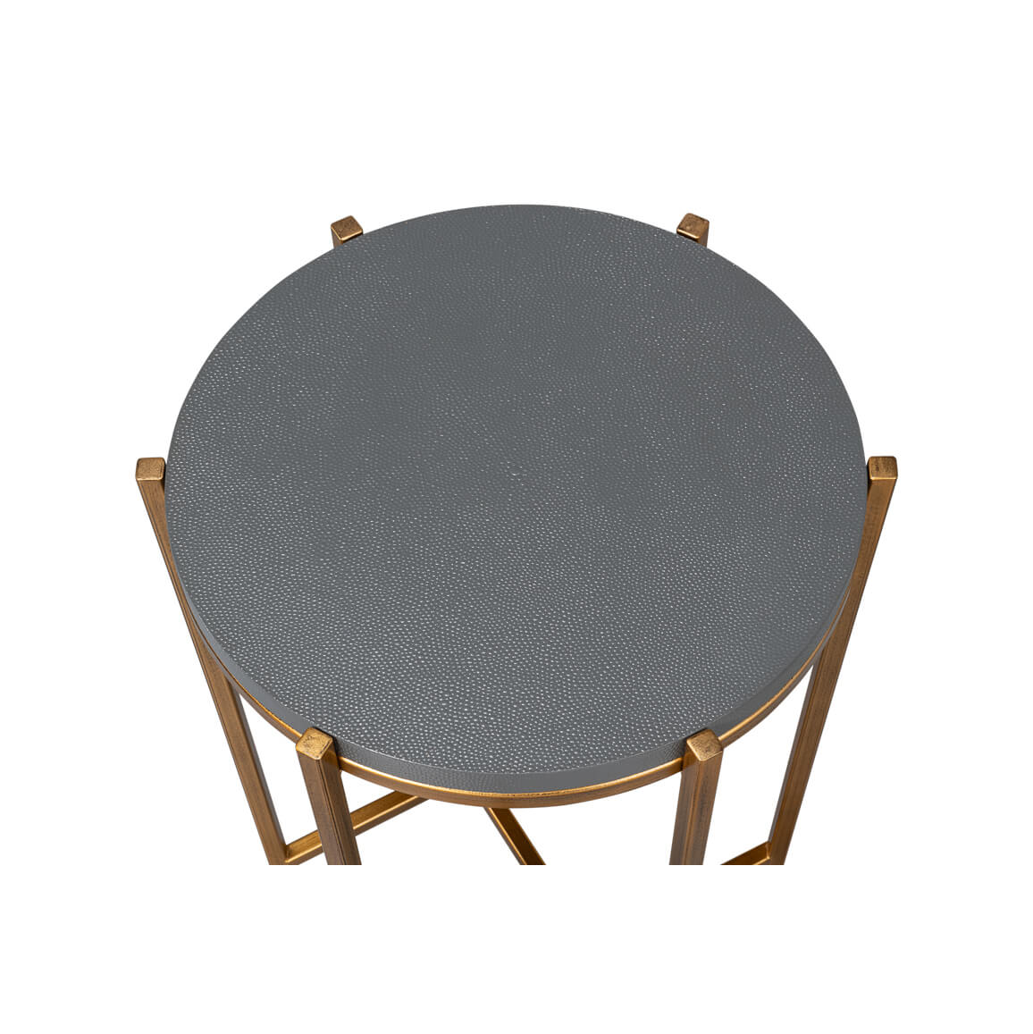 Modern Pewter Leather Top Accent Table - English Georgian America
