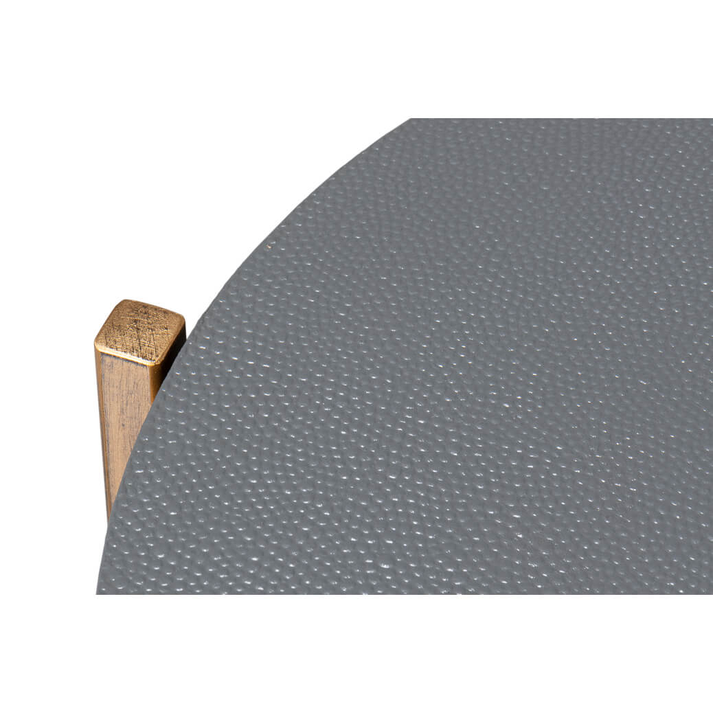 Modern Pewter Leather Top Accent Table - English Georgian America