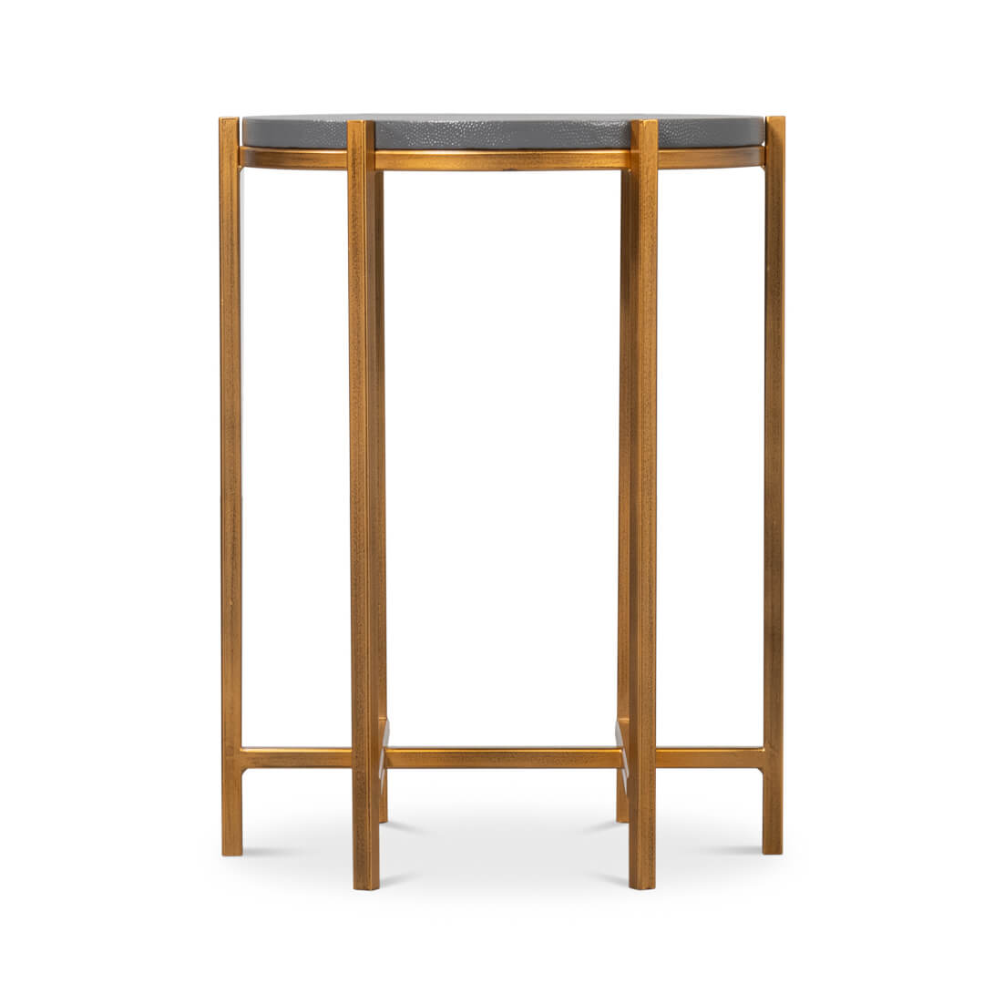 Modern Pewter Leather Top Accent Table - English Georgian America