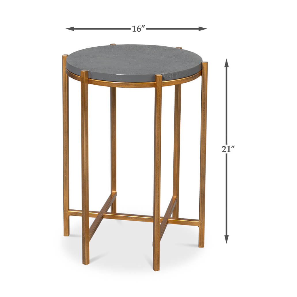 Modern Pewter Leather Top Accent Table - English Georgian America