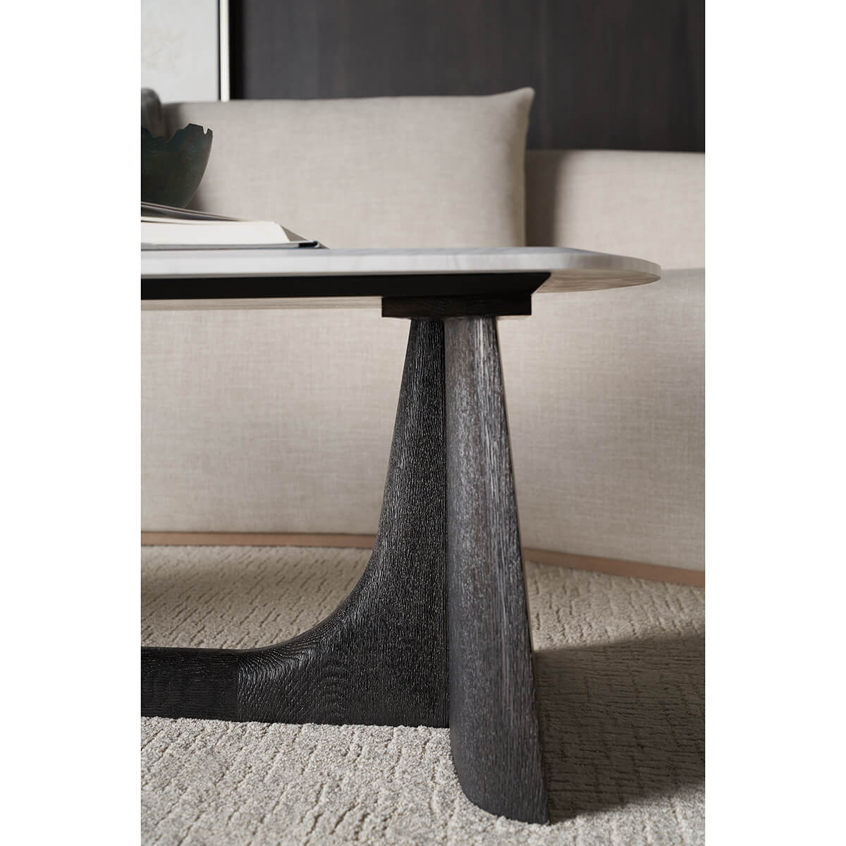Modern Quartz Top Charcoal Coffee Table - English Georgian America