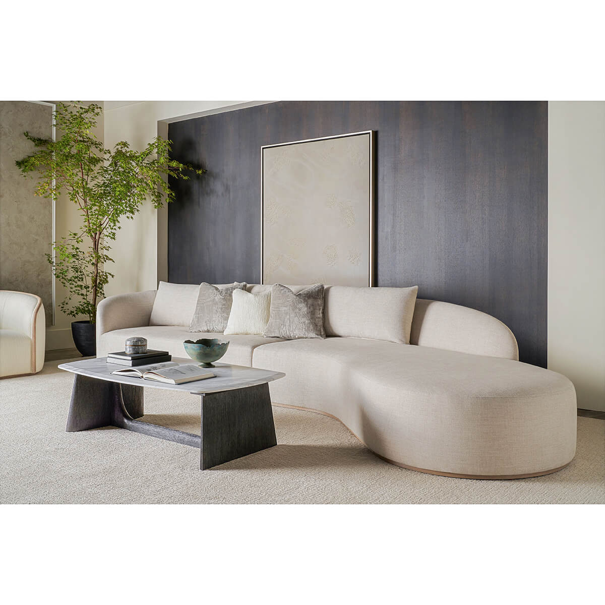 Modern Quartz Top Charcoal Coffee Table - English Georgian America