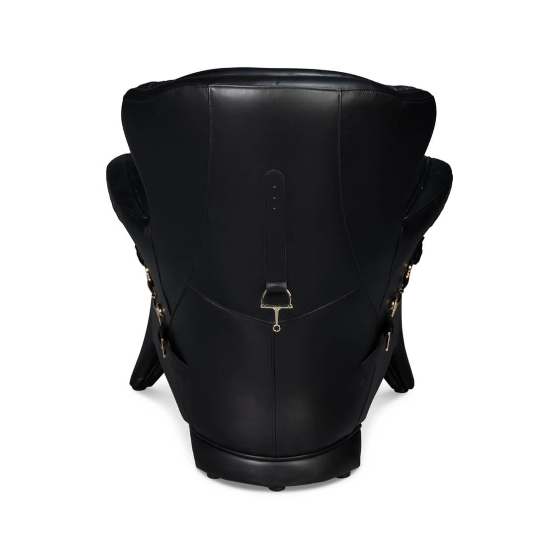 Modern Quilted Black Leather Armchair - English Georgian America