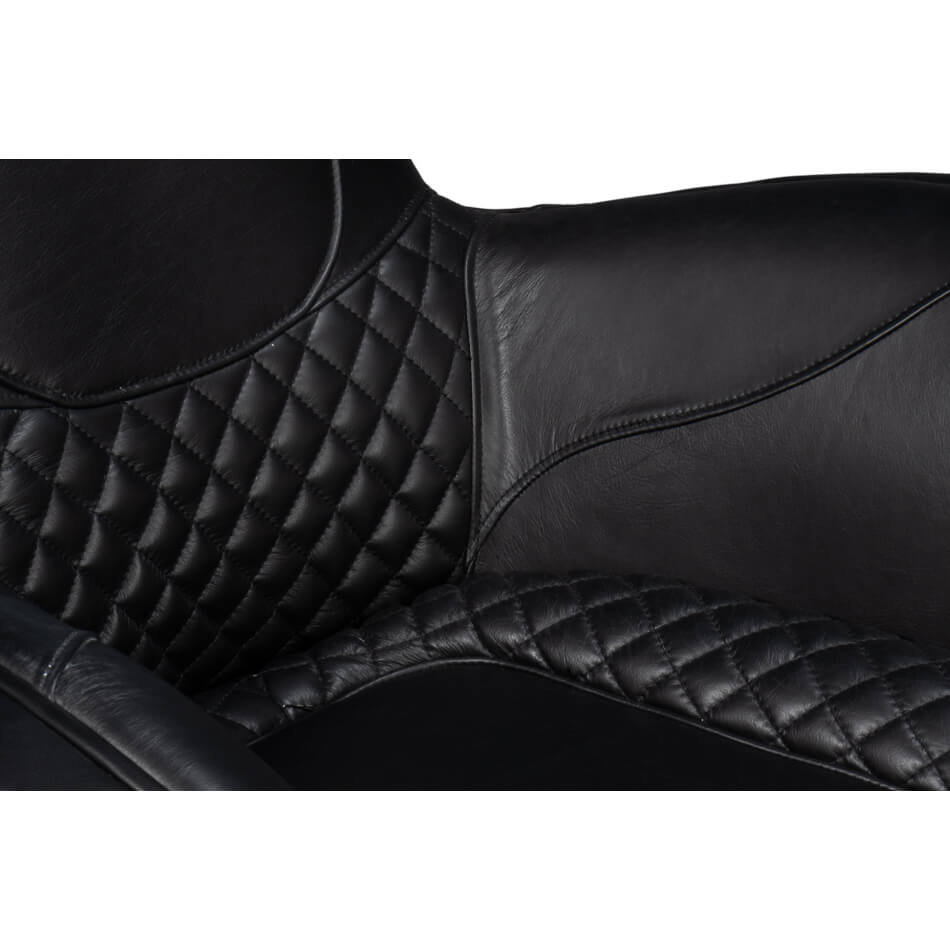 Modern Quilted Black Leather Armchair - English Georgian America
