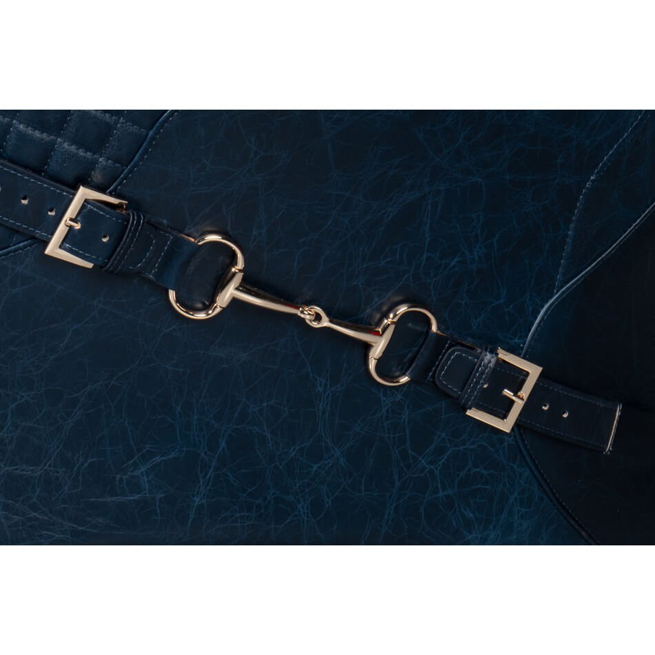 Modern Quilted Blue Leather Armchair - English Georgian America