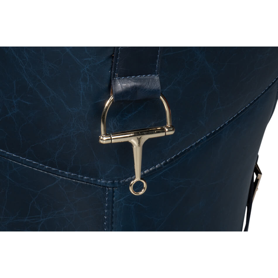 Modern Quilted Blue Leather Armchair - English Georgian America