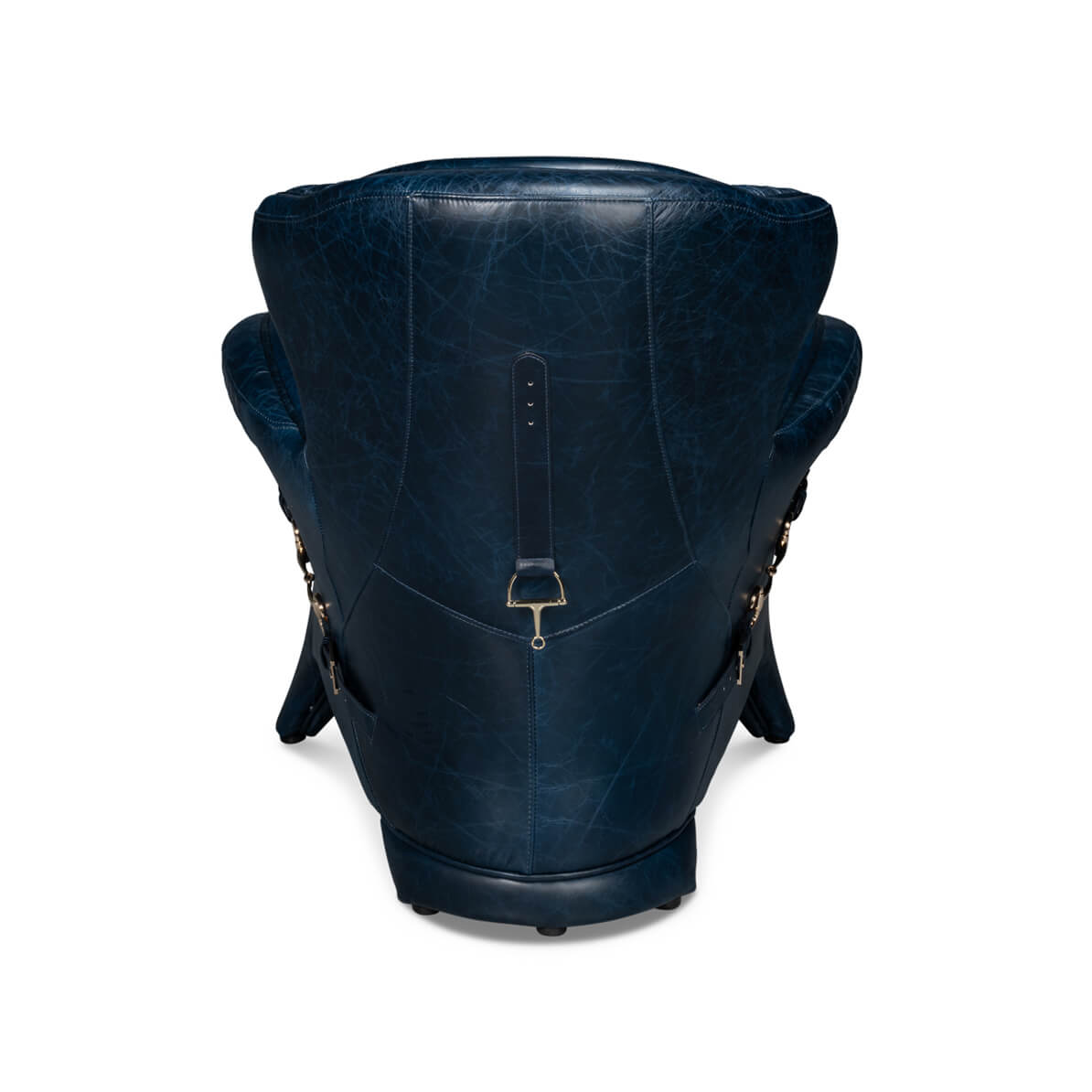 Modern Quilted Blue Leather Armchair - English Georgian America