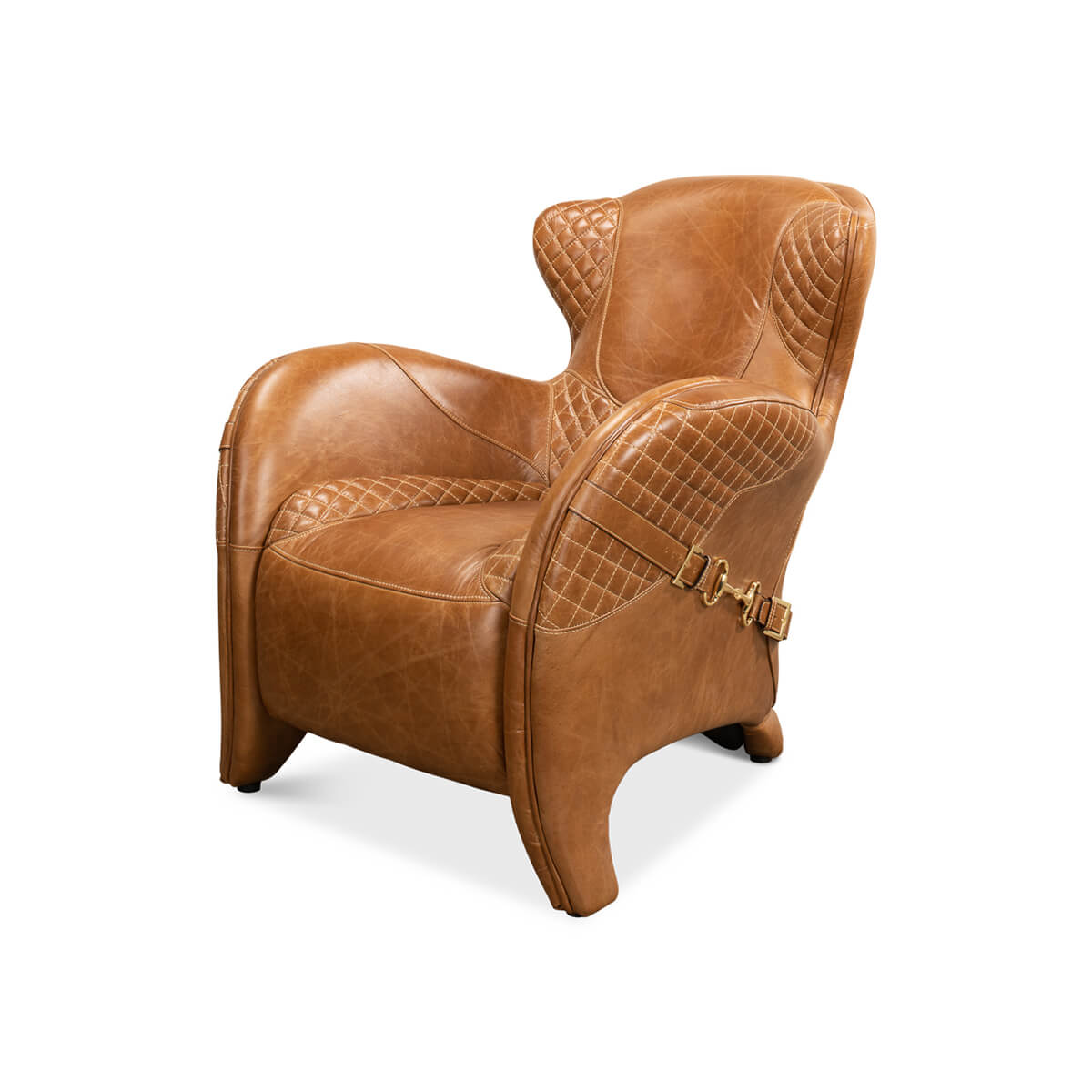 Modern Quilted Leather Armchair - English Georgian America