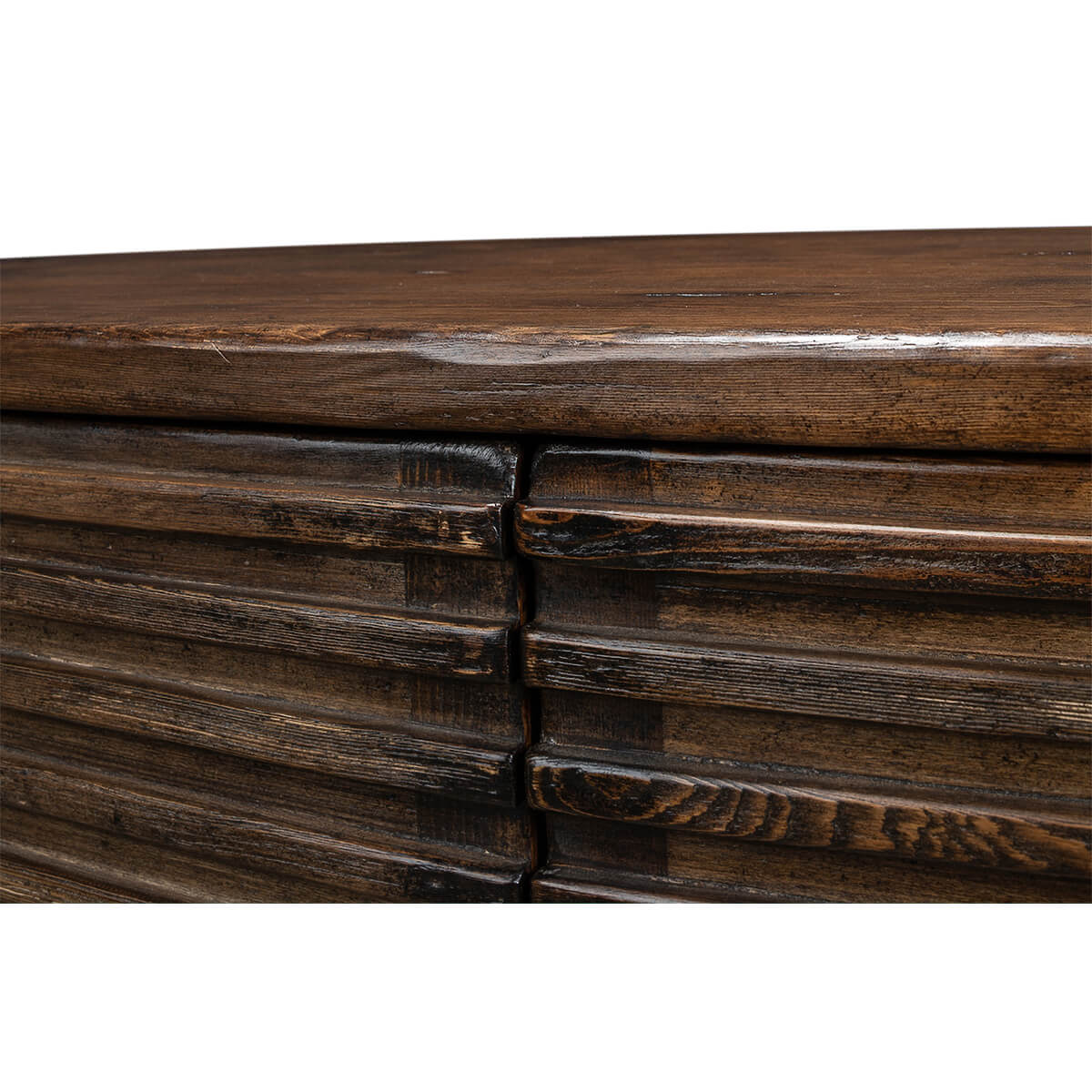 Modern Ribbed Bowfront Cabinet - English Georgian America