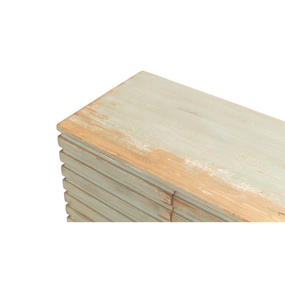 Modern Ribbed Sideboard - Antiqued Sage - English Georgian America