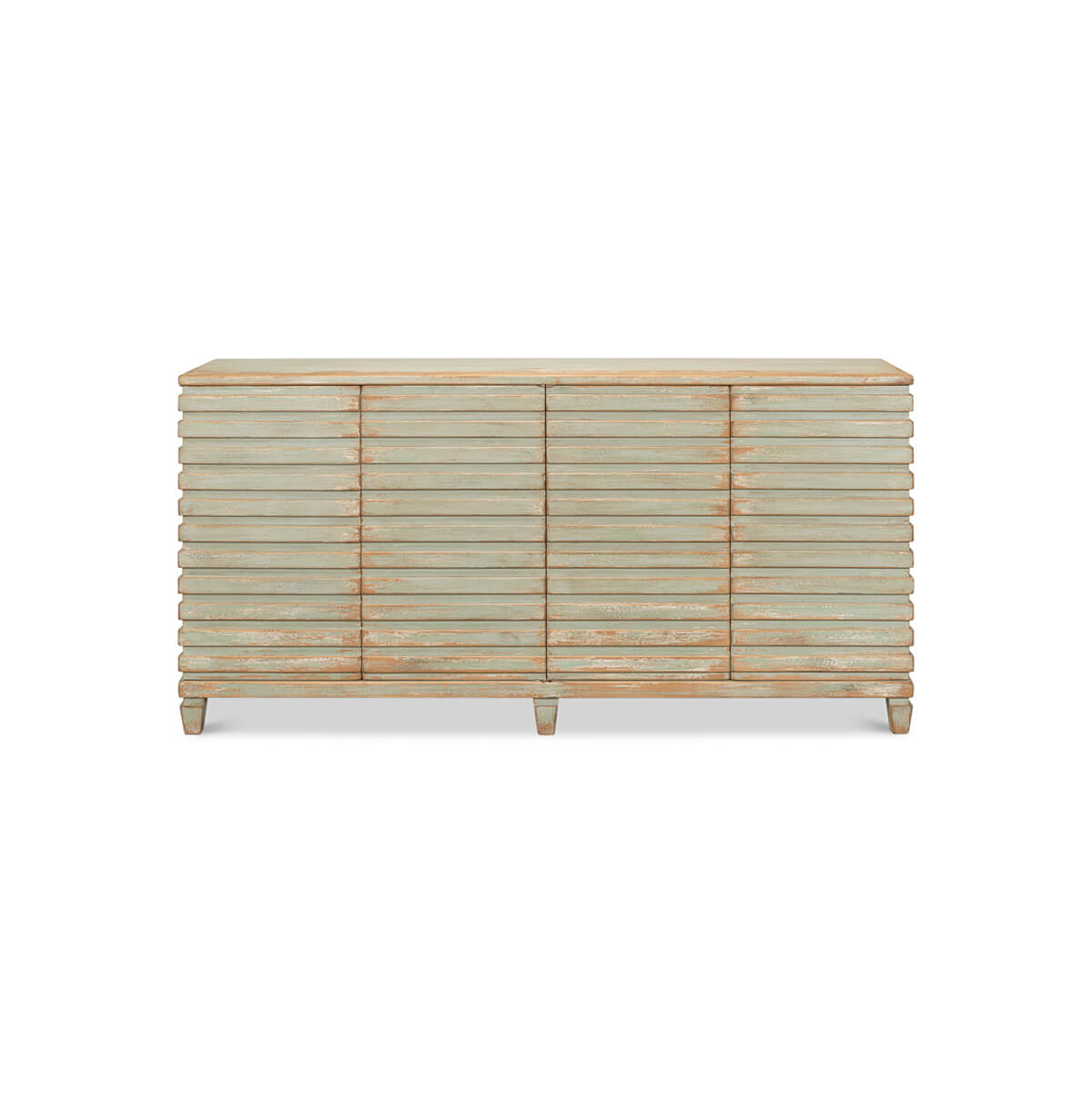 Modern Ribbed Sideboard - Antiqued Sage - English Georgian America