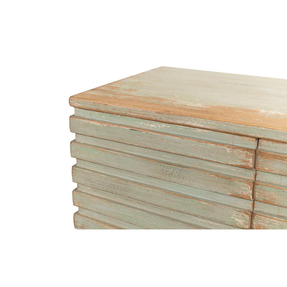 Modern Ribbed Sideboard - Antiqued Sage - English Georgian America