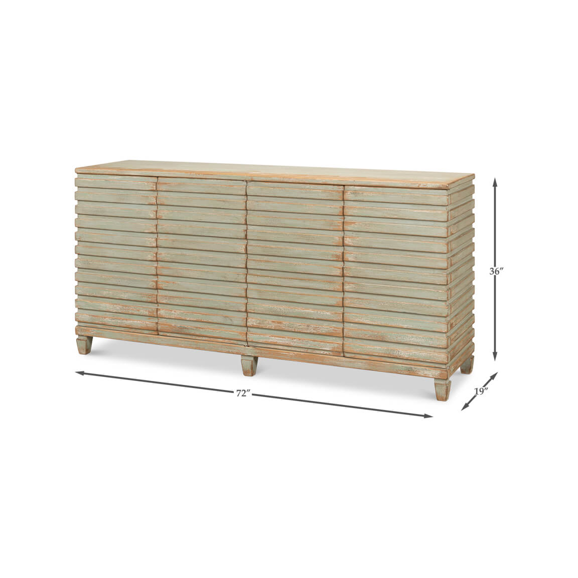 Modern Ribbed Sideboard - Antiqued Sage - English Georgian America