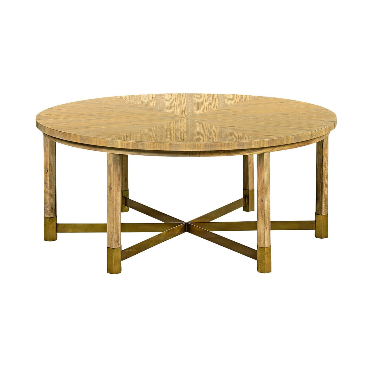 Modern Round Coffee Table in Oatmeal Finish - English Georgian America