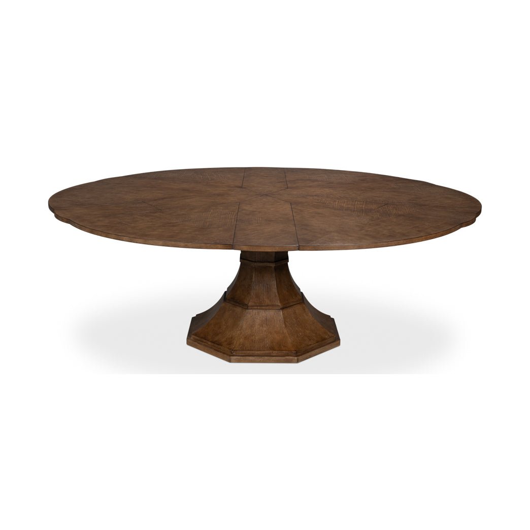 Modern Round Jupe Dining Table - 84&quot; - English Georgian America