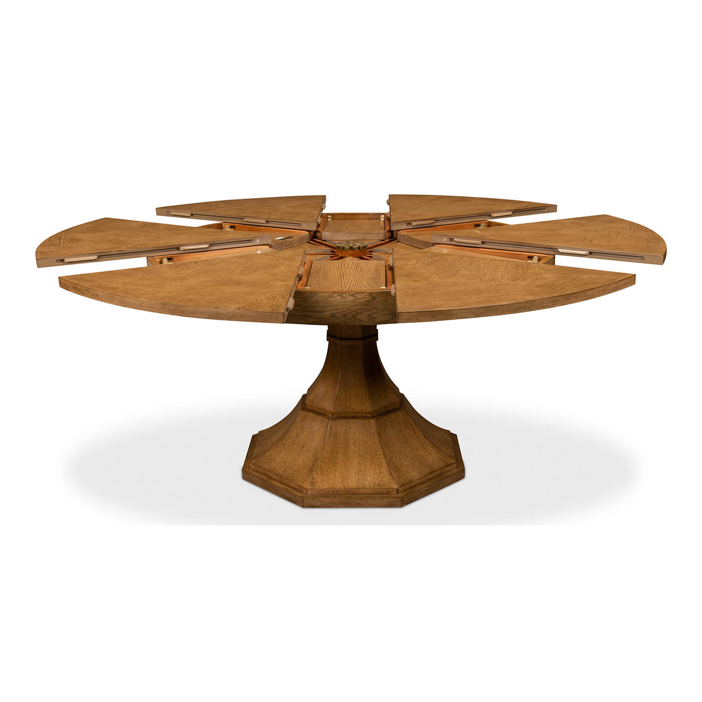 Modern Round Jupe Dining Table - Oak Finish - English Georgian America
