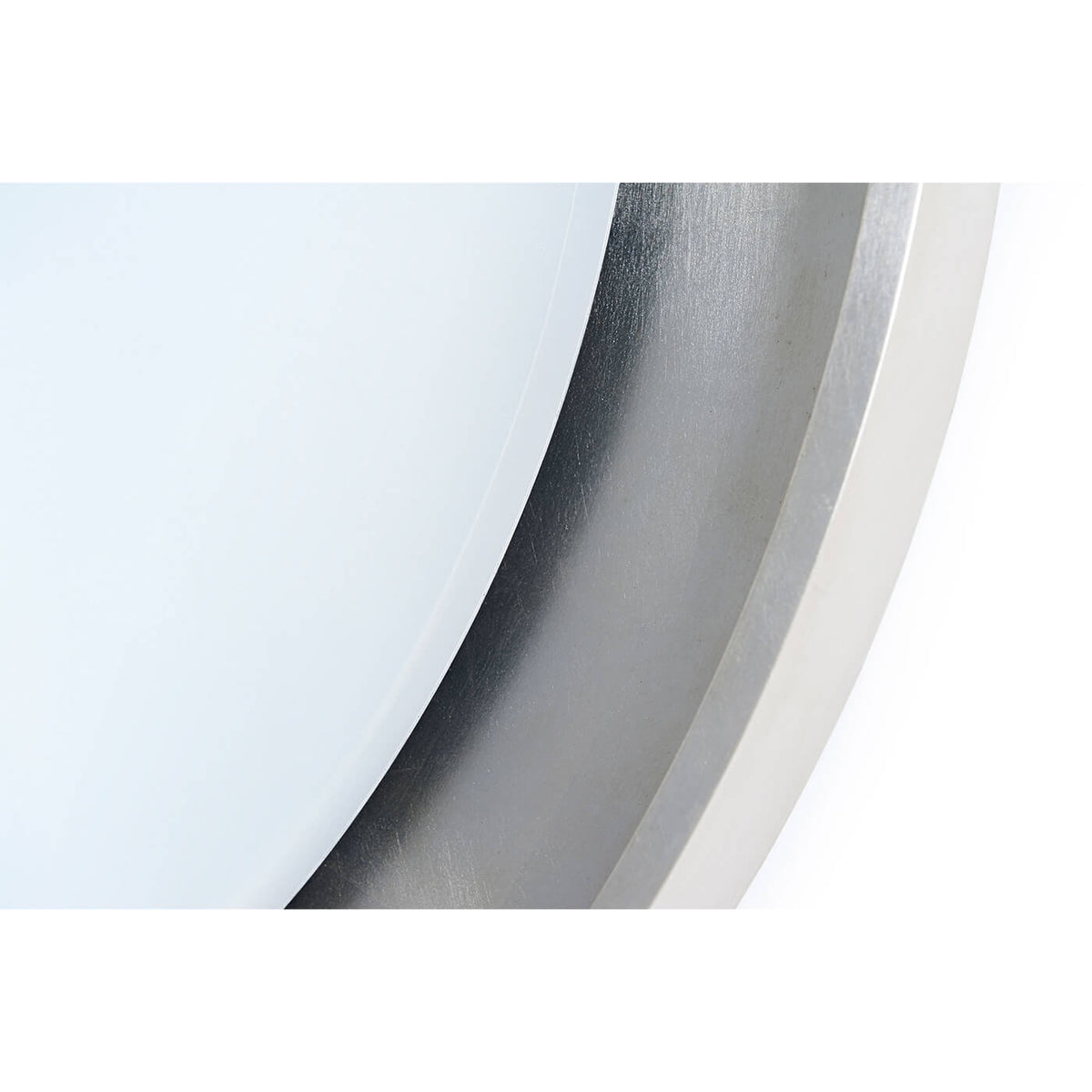 Modern Round Silver Leaf Mirror - English Georgian America