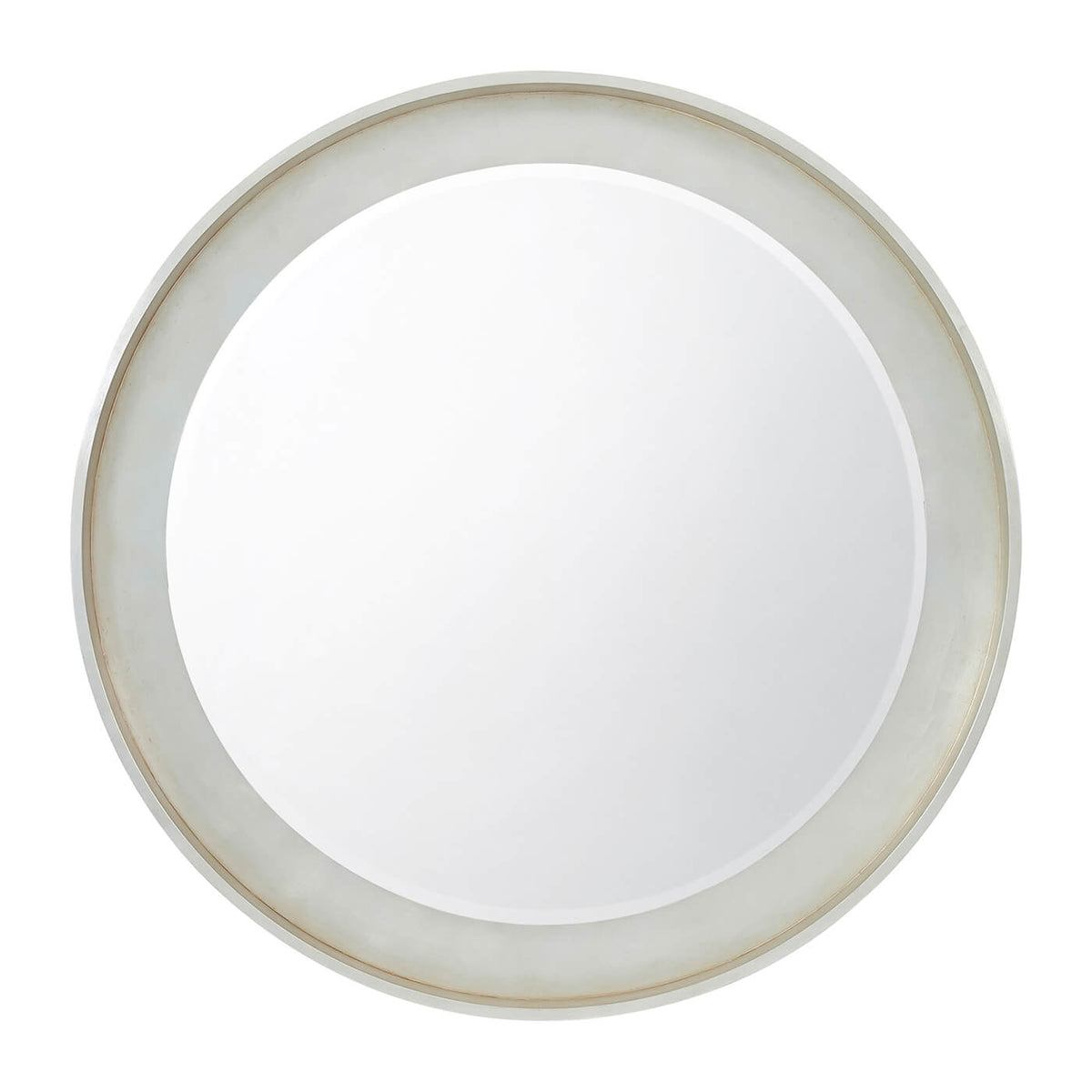Modern Round Silver Leaf Mirror - English Georgian America