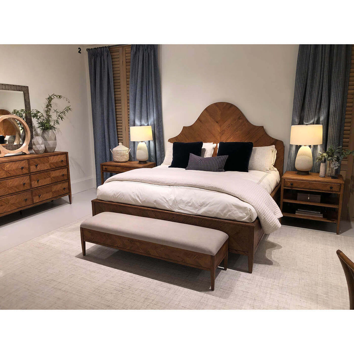Modern Rustic Oak California King Bed - Dark - English Georgian America